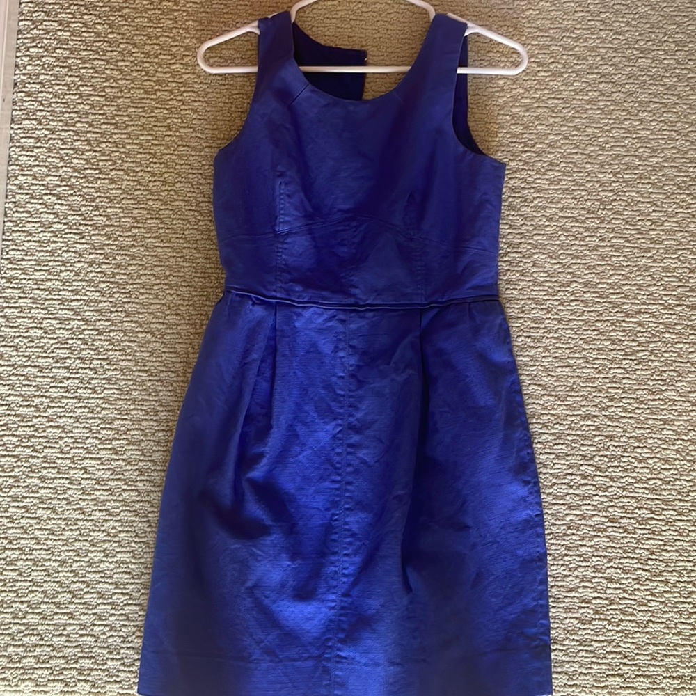 J Crew Blue Sleeveless MIDI Dress with Pockets